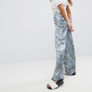 ASOS OCCASION PALAZZO PAJAMA STYLE BLUE PANTS